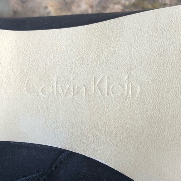 Calvin Klein Black Kid Suede Shanon Open Toe Heels - Picture 12 of 12